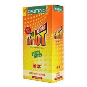Bao cao su Okamoto Dot Hot có gai nóng-Hộp 10