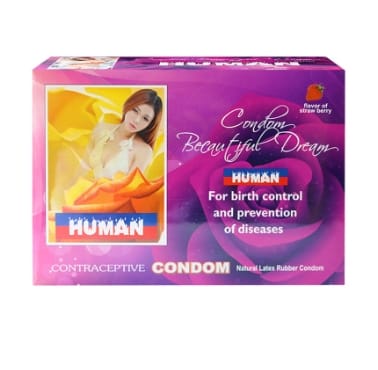Bao cao su Human Hương dâu mỏng trơn hộp 120c-2