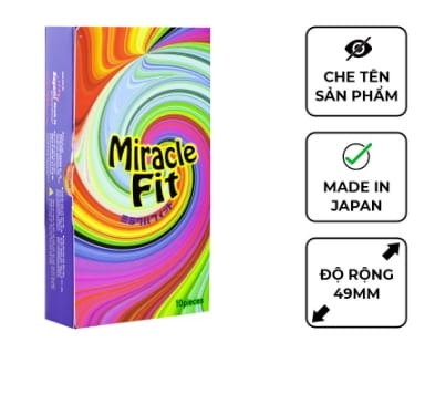 Bao cao su Sagami Miracle Size 49mm Thiết kế 3D Ôm khít-1