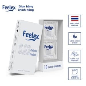 Bao cao su Feelex 0.03mm siêu mỏng, nhiều gel bôi trơn hương vani