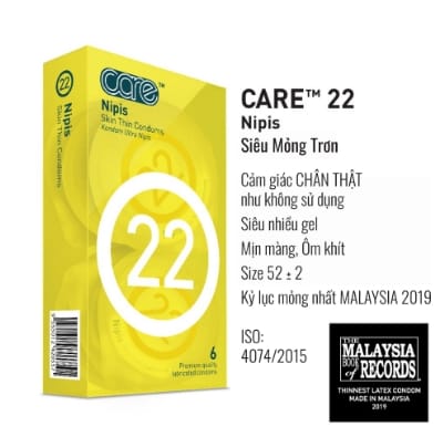 Bao cao su siêu mỏng CARE 22-Hộp vàng-2