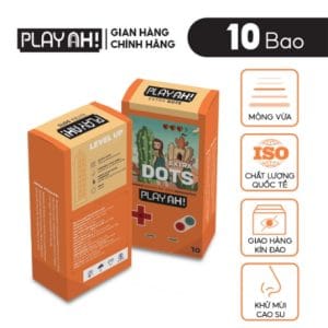 Bao Cao Su PlayAh Extra Dots Thêm Gai Hộp 10 52mm nhiều gai, nhiều gel tăng cực khoái