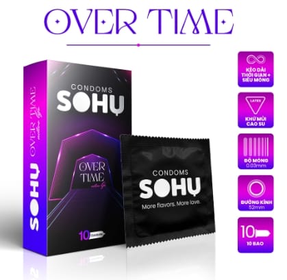 Bao Cao Su SOHU Over Time Siêu Mỏng, Kéo Dài Thời Gian, Nhiều Gel Bôi Trơn-1