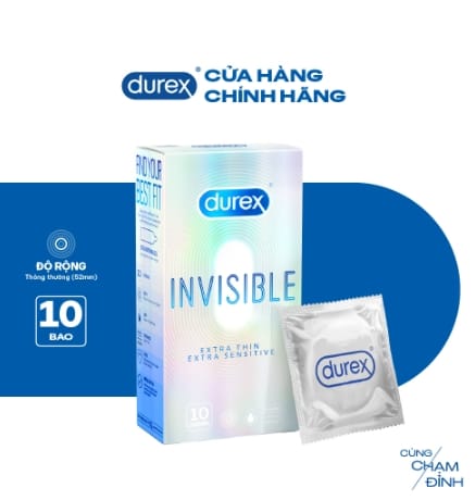 Bao cao su Durex Invisible siêu mỏng size 52mm, hộp 10-2