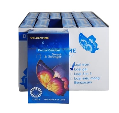 Bao cao su Goldentime Deluxe condom xanh hộp 12 chiếc-4