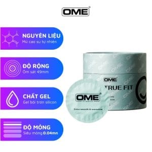 Bao cao su OME TRUE FIT ôm sát, hương bạc hà size 49mm siêu mỏng