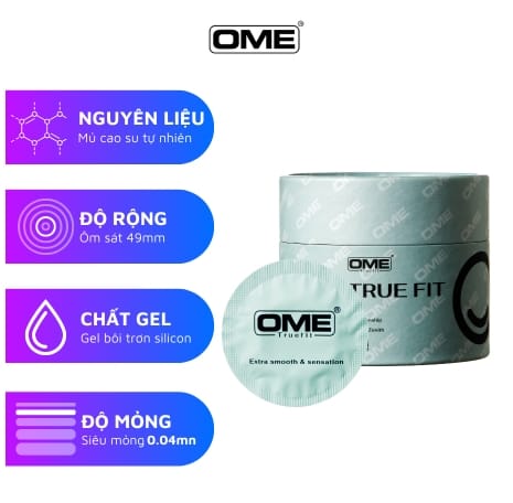 Bao cao su OME TRUE FIT ôm sát, hương bạc hà size 49mm siêu mỏng-1
