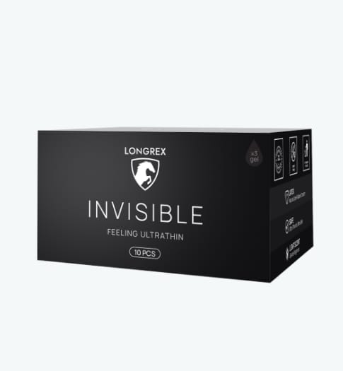 Bao cao su siêu mỏng Longrex Invisible nhiều gel bôi trơn, size 52mm