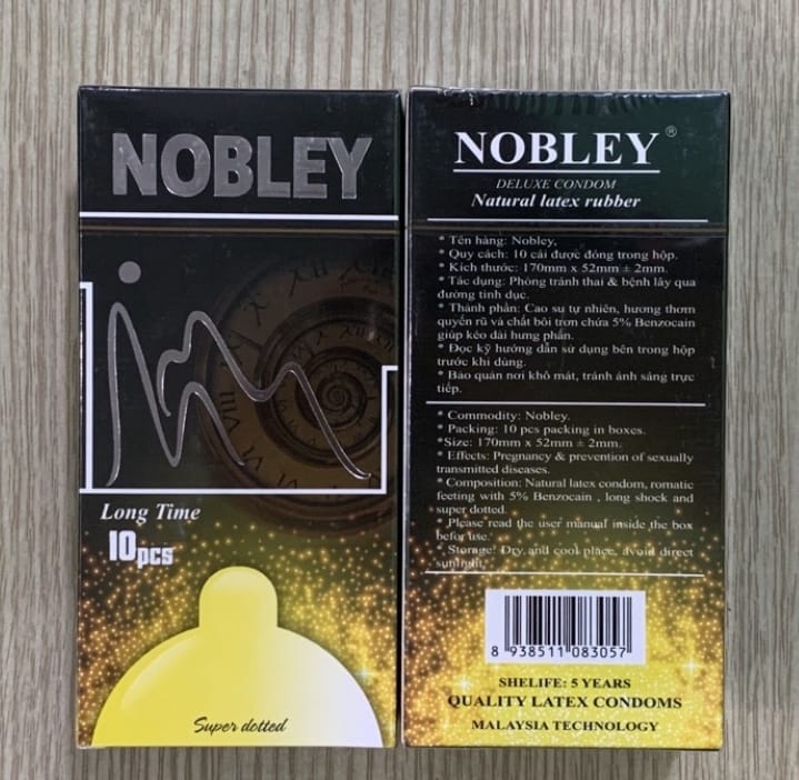 Bao Cao Su Nobley đen-gân, gai, kéo dài- Nhập Khẩu Malaysia-Hộp 10-1