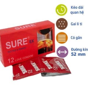 Bao Cao Su SuRe Gân Gai Hương Bạc Hà The Mát-Hộp 12 cái