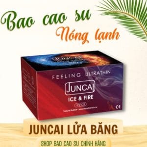 Bao cao su Juncai Lửa băng siêu mỏng 001 ICE & FIRE mát lạnh nhiều gel bôi trơn