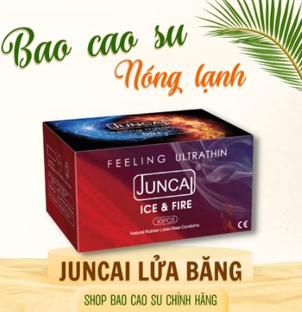 Bao cao su Juncai Lửa băng siêu mỏng 001 ICE & FIRE mát lạnh nhiều gel bôi trơn-1