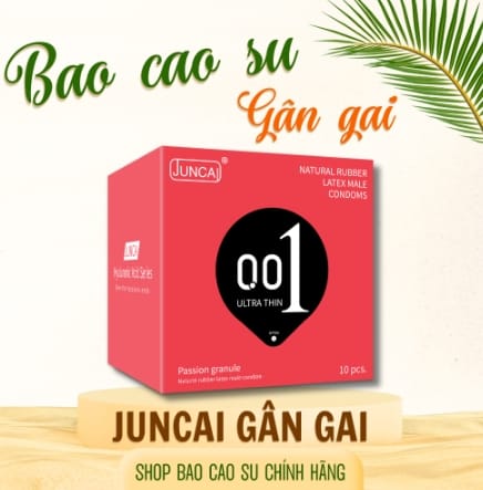 Bao cao su Juncai gân gai 001 cao cấp, bcs siêu mỏng kéo dài thời gian, gân gai tăng khoái cảm-1