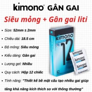 Bao cao su Kimono siêu mỏng 0.03mm blue gai-chính hãng Nga-hộp 10 chiếc