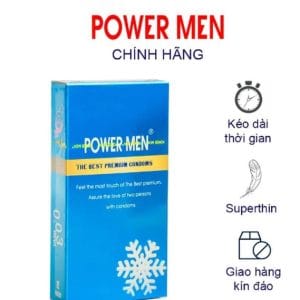 Bao cao su Powermen FROZEN gân gai tăng khoái cảm hương bạc hà mát lạnh kéo dài thời gian hộp 12c