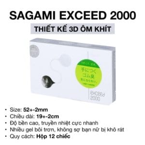 Bao cao su Sagami Exceed 2000 Nhật Bản siêu mỏng, ôm khít, nhiều gel bôi trơn