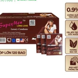 Bao cao su Supermen siêu mỏng có chấm bi nhỏ kéo dài quan hệ, nhiều gel bôi trơn, Hộp 120 cái