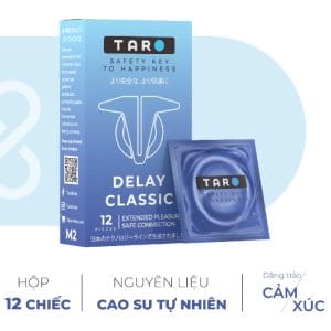 Bao cao su Taro Delay Classic kéo dài thời gian, size 52mm, hộp 12c