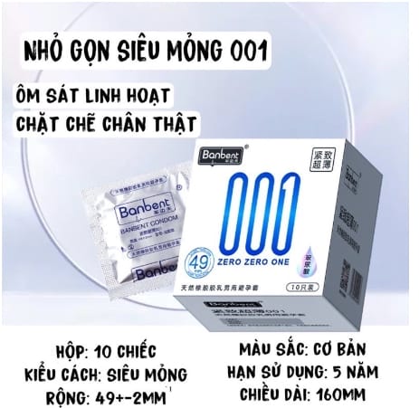 Bao cao su BANBENT SMALL 001 size Nhỏ 49mm siêu mỏng hương thơm nhiều gel-1