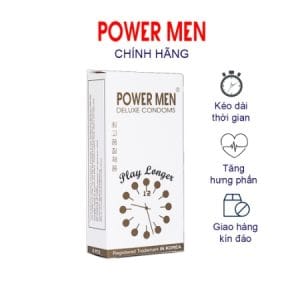 Bao cao su gân gai, kéo dài thời gian Powermen Player Longer Hộp 9 BCS