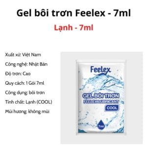 Gel bôi trơn Feelex Lubricant Cool mát lạnh, nhỏ gọn, tiện dụng - gói 7ml