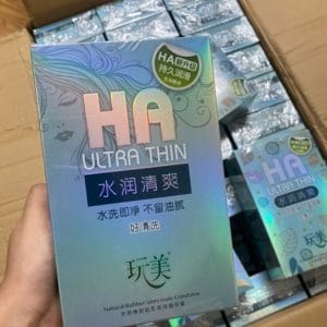 Bao cao su siêu mỏng HA xanh hộp 100 chiếc