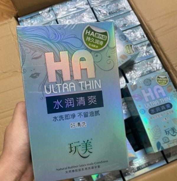 Bao cao su siêu mỏng HA xanh hộp 100 chiếc-2