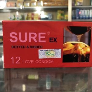Bao Cao Su Sure Đỏ Hộp 12 Cái-Bao siêu mỏng,gân gai cho cảm giác như thật