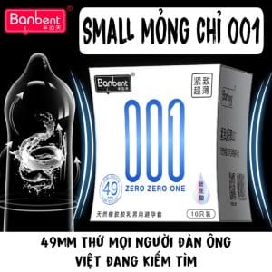 Bao cao su BANBENT SMALL ZERO ZERO ONE 001, size Nhỏ 49mm, siêu mỏng, hương thơm