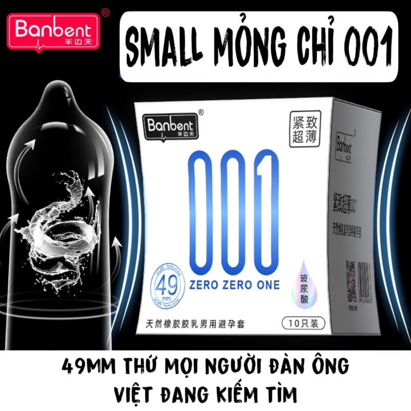 Bao cao su BANBENT SMALL ZERO ZERO ONE 001, size Nhỏ 49mm, siêu mỏng, hương thơm-6
