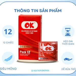 Bao cao su OK kéo dài thời gian quan hệ bcs siêu mỏng ôm sát 49mm hộp 12