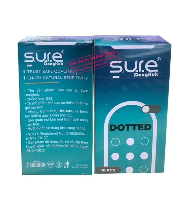 Bao cao su Sure Dotted Dongkuk-gân gai, kéo dài thời gian-Hộp 10c-2