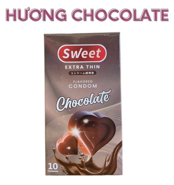 Bao cao su Sweet extrathin hương chocolate trải nghiệm mới lạ, size 52mm, hộp 10-1