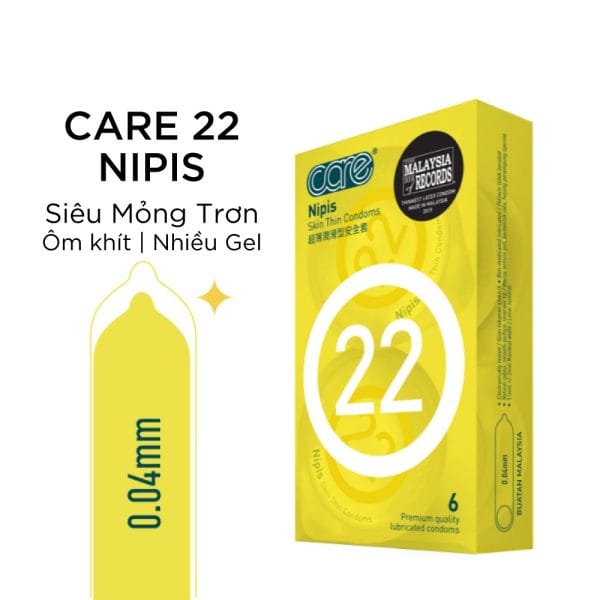 Bao Cao Su CARE 22 Siêu Mỏng Nhiều Gel, Kéo Dài, Hương Nước Hoa, Truyền Nhiệt,Hộp 6-2