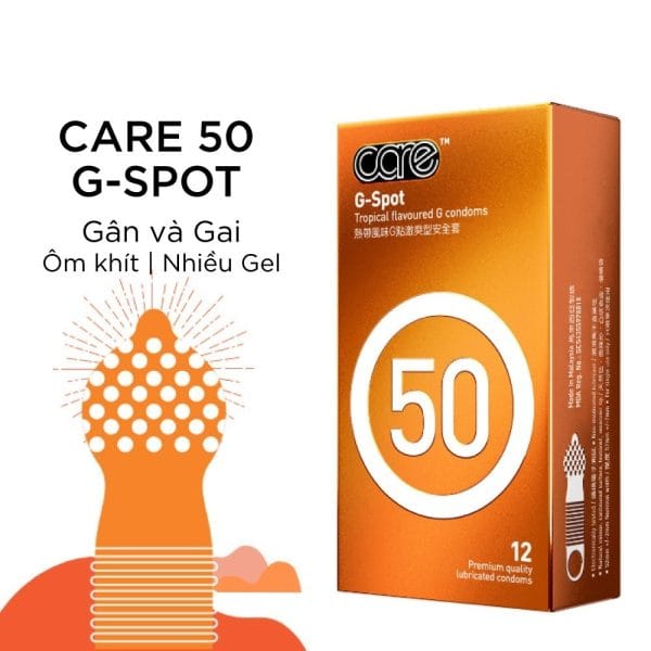 Bao cao su CARE 50 gân và gai hương rừng nhiệt đới-Hộp 12c-1