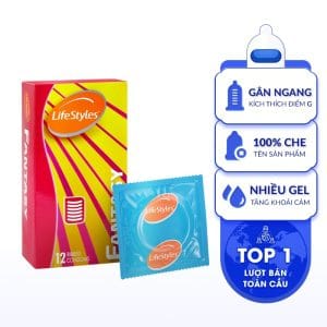 Bao cao su LifeStyles Fantasy gân ngang nổi dập tăng khoái cảm 12 bao