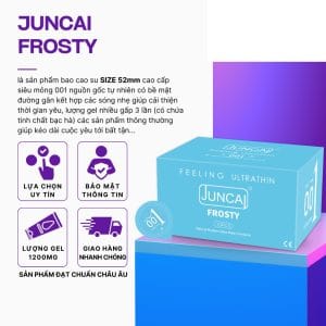 Bao cao su Siêu mỏng JUNCAI 001 Frosty Mát lạnh kéo dài thời gian Nhiều gel