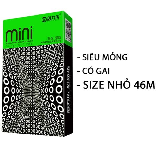 Bao cao su HBM Mini Xanh, bcs size nhỏ, siêu mỏng, Gai