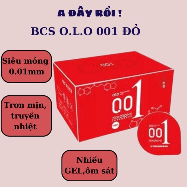 Bao cao su siêu mỏng O.L.O 0.01 ĐỎ truyền nhiệt ôm sát, kéo dài thời gian-hộp 10-1