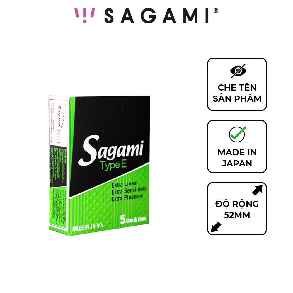 Bao cao su Sagami type E có gân gai hộp 5 chiếc-1