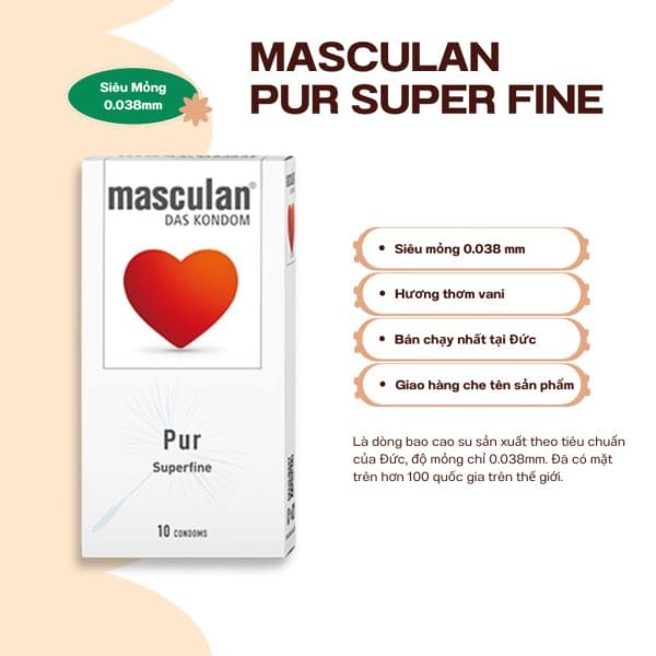 Bao cao su Masculan siêu mỏng Pur Superfine thơm mùi vani-1