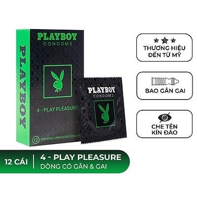 Bao Cao Su PLAYBOY Xanh Lá gân gai-Play Pleasure hộp 12 cái gân gai-1