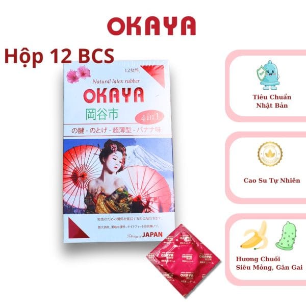 Bao Cao Su Siêu Mỏng 12 Cái Có Gai Hộp Trắng OKAYA-1