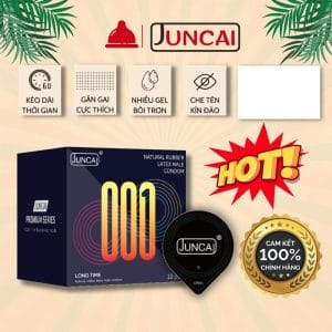 Bao cao su Juncai Long Time đen-kéo dài thời gian-siêu mỏng-nhiều gel-gân gai-hộp 10c