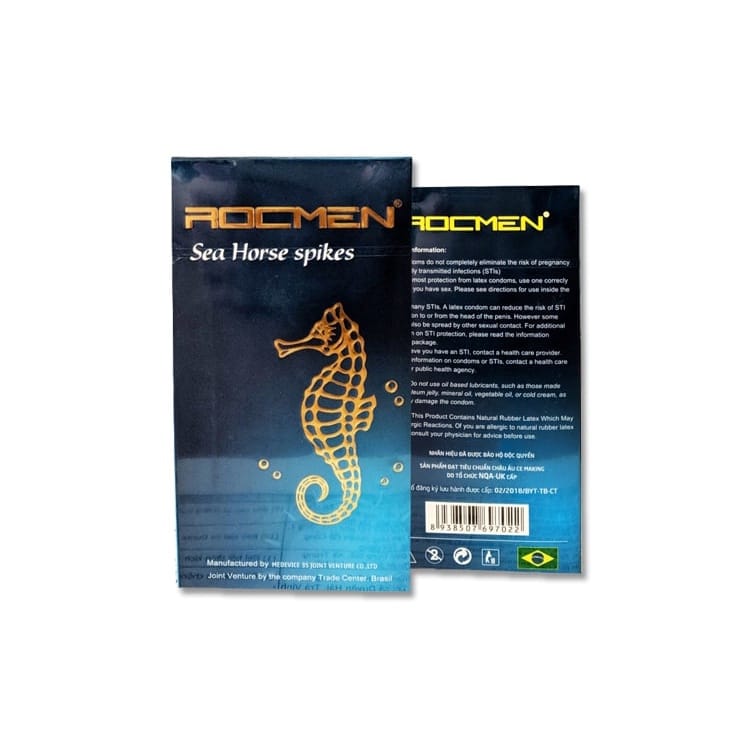 Bao cao su Rocmen Cá Ngựa Xanh Gân gai Tăng Khoái cảm-Hộp 10-3