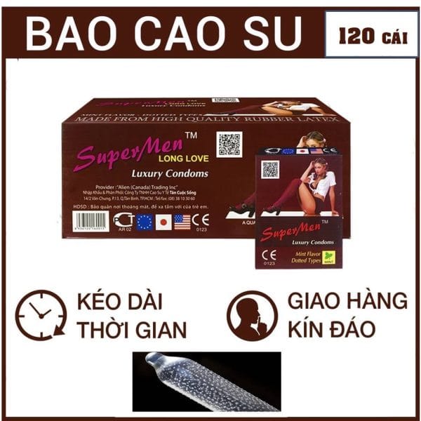 Bao cao su Super Men Long Love có gai kéo dài thời gian 120 cái mùi bạc hà tươi mát-4