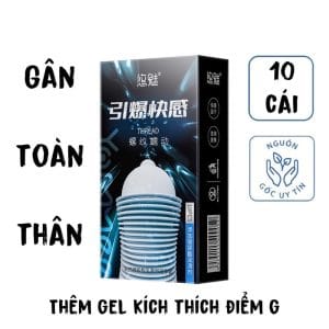 Bao cao su gân Youmei Thread, nhiều gân và gel bôi trơn, mỏng hàng cao cấp hộp 10c