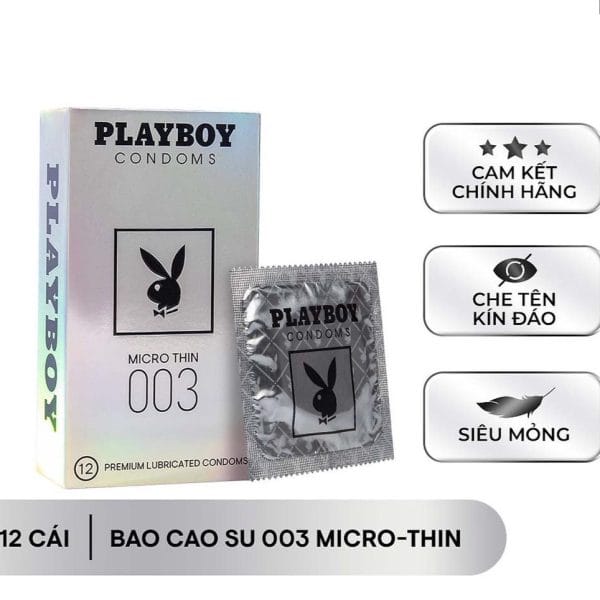 Bao cao su siêu mỏng Playboy MICRO Bạc-THIN 12 bao-Siêu Mỏng ôm khít-1