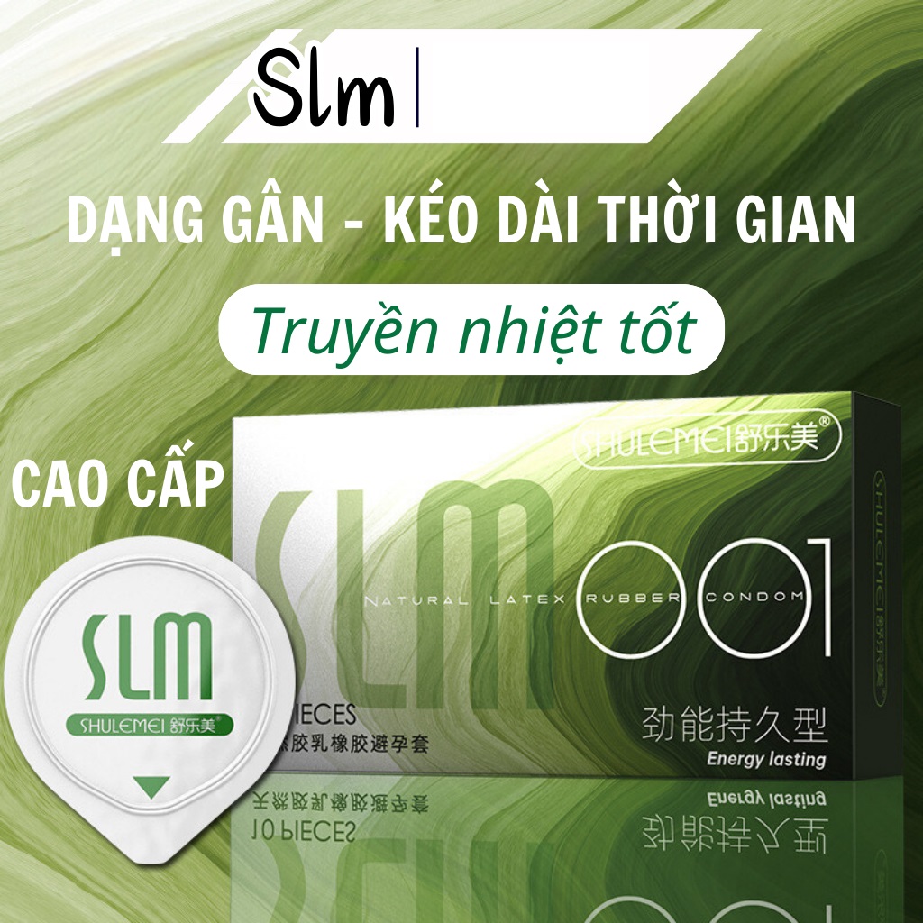 Bao Cao Su Cao Cấp Gân Gai SLM Siêu Mỏng 001mm, Kéo Dài Thời Gian, Nhiều Gel Bôi Trơn-Hộp 10c-1