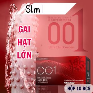 Bao Cao Su Gai SLM Nhiều Gai Lớn Mềm 3D Gel Bôi Trơn, Siêu Mỏng Hàng Cao Cấp Hộp 10